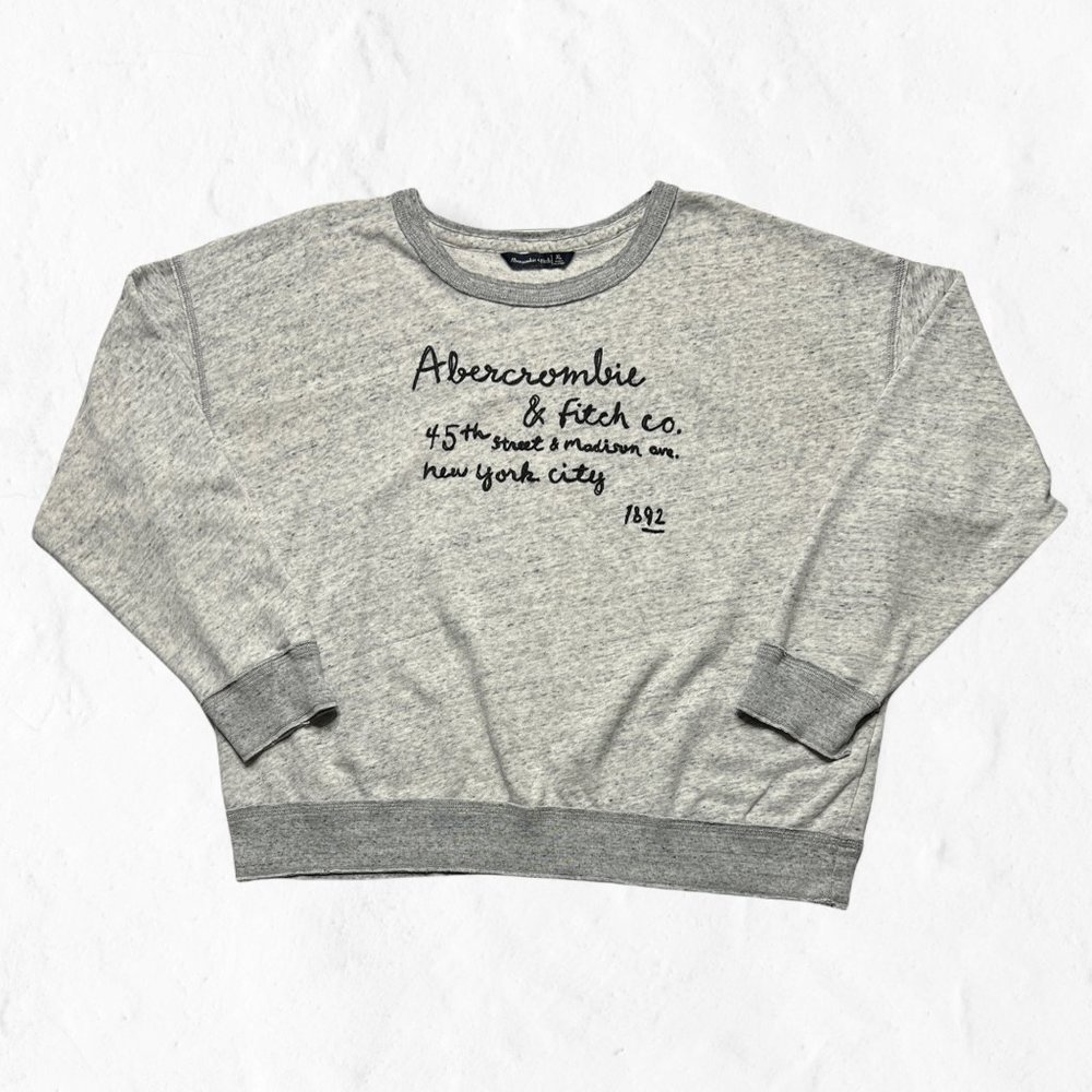 Abercrombie & Fitch Embroidered Cozy Sweatshirt Heather Gray XL